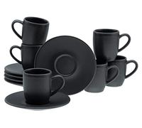 Creatable, 33044 Soft Touch Black Service de table 12 pièces pour 6 personnes en grès Passe au lave-vaisselle et au micro-ondes Fabriqué en Europe