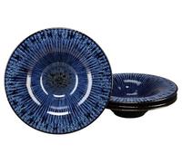 CreaTable, Allegra Magic Blue 24977 Lot de 4 assiettes à pâtes en grès pour 4 personnes Passe au lave-vaisselle et au micro-ondes Fabriqué en Europe