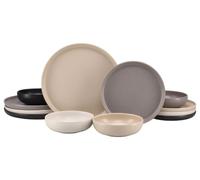 creaTable, Uno Metropol Lot de 12 assiettes en grès | Service de table, passe au lave-vaisselle et au micro-ondes, fabriqué au Portugal, 25501