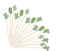CREATCABIN 100 pic à Cocktail Bambou Forme Cactus Brochettes Bambou Cure Dents aux Fruits Bâtonnets Garniture pour Apéritifs Nourriture Faite à la Main pour Fête Sandwichs Boissons Décoration 13.4cm