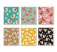 CREATCABIN 6 torchon à Vaisselle en Coton et Cellulose Réutilisable Lavable et Absorbant Motif Poulet 6 Styles 19.5x17.2cm