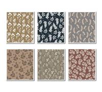 CREATCABIN 6 torchon Suédois pour Cuisine Éponge Cellulose Chiffons Nettoyage Réutilisables Chiffons Absorbants Séchage Rapide Essuie Tout Lavables Chiffon pour Comptoir Maison-Feuille Rétro 19.5x17cm