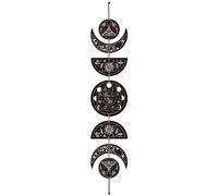 CREATCABIN 7pcs Moon Phase Tenture Murale Boho Decor Bois Mur Art Witchy Decor Ensemble avec Fil Coton Noir Cycle Lune en Bois Art Esthétique Tenture Murale pour Maison Ferme 72.5x16cm(Phase de Lune)