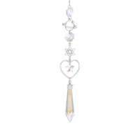 CREATCABIN Attrape Soleil Cristal Pendentif Cristal Décoration Rétroviseur Voiture Carillon Éolien Cristal Arc Ciel Étoile David Cœur Planète Breloque Suspendue Accessoires pour Fenêtre Balcon Jardin