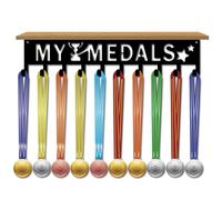 CREATCABIN My Medals Étagère Présentation pour Trophées Étagère Présentation Médailles avec Plateau en Panneau Densité Support Mural Support Trophée Noir Support Rangement pour Récompenses 40x8x9cm