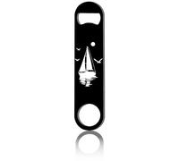 CREATCABIN Ouvre-Bouteille Plat Forme Voilier,Ouvre-Bière Acier Inoxydable,Design Artistique pour Bar,Pub,Barman,Fête,Rendez-Vous,Maison,Cuisine,Cadeaux,Saint-Valentin,Anniversaire,Noir,17.8x4cm