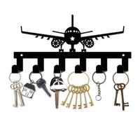 CREATCABIN Porte Manteaux Décoratifs Métal Porte Clés Support Mural Design Avion Porte Serviettes Chapeau Noir Décoration Murale avec 6 Crochet pour Suspendre L'Entrée Salon Salle Bain 27x13cm