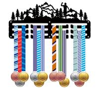CREATCABIN Trail Running Médaille Cintre Présentoir Porte-Médaille Rack Sports Métal Suspendu Récompenses Fer Petit Mont Décor Récompenses pour Mur Accueil Badge Course Coureur Marathon Médaillé Noir