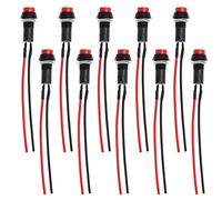 Create idea 10pcs Interrupteur à Bouton-Poussoir Momentané Interrupteur à Klaxon Filaire Rond avec Fil Pré-soudé 12-24V 10cm pour Voiture Bateau Véhicule Klaxon Bouton Interrupteur d'alimentation PC