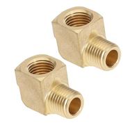 Create idea 2pcs 1/4 NPT Connecteur de Tuyau en Laiton Mâle à Femelle Filetage Coude à 90 Degrés en Forme de L pour Éviter les Fuites de Tuyaux Utilisation pour Transmission d'eau/Gaz/Carburant
