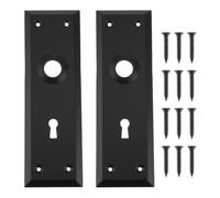 Create idea Lot de 2 Plaque de recouvrement de bouton de porte à mortaise noir mat 180 x 58 mm pour serrures à mortaise à clé