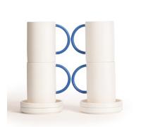 CREATE Service à thé en céramique Cobalt Collection / 4 tasses et 4 soucoupes / Céramique, peint en blanc et bleu cobalt, résistant jusqu'à 120 °C, passe au lave-vaisselle, au micro-ondes et au four,