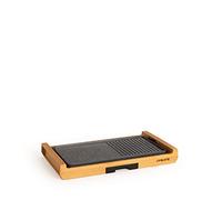 CREATE/STONE FLAT BAMBOO/Plancha électrique/Plancha double, plancha et grill, thermostat réglable, sans BPA, bambou naturel, 1800W