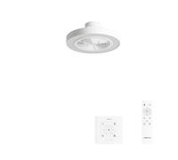 CREATE Wind Clear Easy S Ventilateur de plafond avec pales cachées blanc avec contrôleur et télécommande, 40 W, silencieux, Ø50 cm, lumière LED 3 températures, minuteur, fonction été/hiver