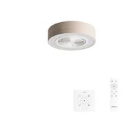CREATE Wind Clear Easy S Ventilateur de plafond avec pales cachées en lin naturel avec contrôleur et télécommande, 40 W, silencieux, Ø50 cm, lumière LED 3 températures, minuteur, fonction été/hiver