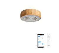 CREATE Wind Clear Easy S Ventilateur de plafond avec pales cachées en rotin avec wifi et télécommande, 40 W, silencieux, Ø50 cm, lumière LED 3 températures, minuteur, fonction été/hiver