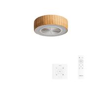 CREATE / WIND CLEAR EASY S/Ventilateur de plafond pales cachées rotin avec contrôleur et télécommande / 40W, Silencieux, Ø50 cm, lumière LED 3 temperatures, minuterie, fonction été-hiver