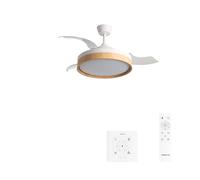 WIND CLEAR EDGE Ventilateur de plafond silencieux 40 W, Ø 107 cm, pales rétractables, avec éclairage LED, avec télécommande murale
