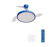 CREATE / WIND CLEAR STUDIO M/Ventilateur de plafond avec lumière bleu cobalt avec commande murale et télécommande / 40W, Ø108 cm, pales rétractables, 3 températures de lumière, fonction été-hiver