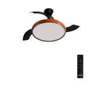 CREATE / WIND CLEAR STUDIO M/Ventilateur de plafond avec lumière noir et bois foncé avec télécommande / 40W, Ø108 cm, 6 vitesses, pales rétractables, 3 températures de lumière, fonction été-hiver