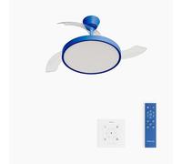 WIND CLEAR STUDIO - Ventilateur De Plafond 40W Silencieux Avec Pales Rétractables Et Lumière LED, Plusieurs Tailles Contrôleur Mural +