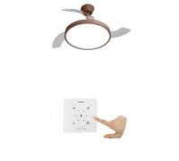 CREATE WIND CLEAR STUDIO S Ventilateur de plafond avec lumière moka avec contrôleur mural et télécommande, 40 W, minuteur, Ø 91 cm, pales rétractables, 3 températures de lumière, fonction été/hiver