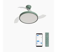 CREATE / WIND CLEAR STUDIO S/Ventilateur de plafond avec lumière vert sauge avec Wifi et télécommande / 40W, Ø 91 cm, 6 vitesses, pales rétractables, 3 températures de lumière, fonction été-hiver