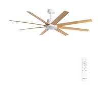 CREATE WIND INDUSTRIAL XL / Ventilateur de plafond blanc effet bois clair avec télécommande, 40 W, silencieux, Ø165 cm, 6 vitesses, programmable, fonction été/hiver
