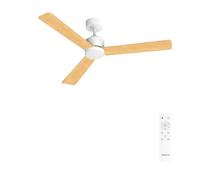 CREATE / WIND MODERN M/Ventilateur de plafond avec lumière blanc bois clair avec télécommande / 40W, Lumière LED 3 températures, Ø132 cm, programmable, 6 vitesses, fonction été-hiver.
