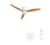 CREATE / WINDCALM CONCRETE/Ventilateur de plafond blanc bois clair avec contrôleur et télécommande / 40W, Carcasse en plâtre personnalisable, Ø132 cm, fonction été-hiver, lumière LED 3 températures