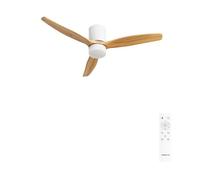 CREATE / WINDCALM CONCRETE/Ventilateur de plafond blanc bois clair avec télécommande / 40W, Carcasse en plâtre personnalisable, Ø132 cm, programmable, fonction été-hiver, lumière LED 3 températures