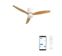 CREATE / WINDCALM CONCRETE/Ventilateur de plafond blanc bois clair avec Wifi et télécommande / 40W, Carcasse en plâtre personnalisable, Ø132 cm, fonction été-hiver, lumière LED 3 températures
