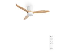 CREATE / WINDCALM LINE/Ventilateur de plafond blanc avec lumière avec télécommande, pales bois naturel lignes verticales / 40W, Ø132 cm, 3 températures de lumière, minuterie, fonction été-hiver