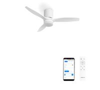 CREATE / WINDCALM LINE/Ventilateur de plafond blanc avec lumière, Wifi et télécommande, lignes horizontales / 40W, Ø132 cm, 6 vitesses, 3 températures de lumière, minuterie, fonction été-hiver