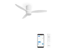 CREATE / WINDCALM LINE/Ventilateur de plafond blanc avec lumière, Wifi et télécommande, lignes verticales / 40W, Ø132 cm, 6 vitesses, 3 températures de lumière, minuterie, fonction été-hiver