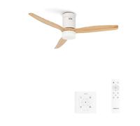 CREATE / WINDCALM NATURAL WOOD M/Ventilateur de plafond avec lumière blanc pales bois clair avec contrôleur mural et télécommande / 40W, Minuterie, Ø132 cm, 3 températures de lumière