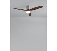 CREATE WINDCALM NATURAL WOOD M/Ventilateur de plafond avec lumière nickel, pales en bois noyer et télécommande, 40 W, minuteur, Ø 132 cm, 6 vitesses, 3 températures de lumière, fonction été/hiver