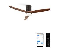 CREATE / WINDCALM NATURAL WOOD M/Ventilateur de plafond avec lumière noir pales bois foncé avec WiFi et télécommande / 40W, Minuterie, Ø132 cm, 3 températures de lumière, fonction été-hiver