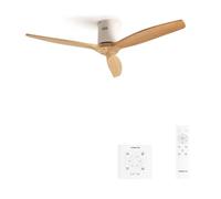 CREATE / WINDCALM NATURAL WOOD M/Ventilateur de plafond blanc pales bois clair avec contrôleur mural et télécommande / 40W, Minuterie, Ø132 cm, silencieux, 6 vitesses, fonction été-hiver