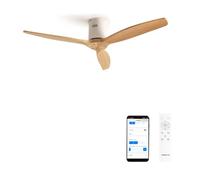 CREATE / WINDCALM NATURAL WOOD M/Ventilateur de plafond blanc pales bois clair avec WiFi et télécommande / 40W, Minuterie, Ø132 cm, silencieux, 6 vitesses, fonction été-hiver