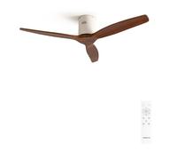 CREATE / WINDCALM NATURAL WOOD M/Ventilateur de plafond blanc pales bois foncé avec télécommande / 40W, Minuterie, Ø132 cm, silencieux, 6 vitesses, fonction été-hiver