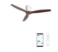 CREATE WINDCALM NATURAL WOOD M/Ventilateur de plafond blanc, pales en bois de noyer avec Wifi et télécommande, 40 W, minuteur, Ø 132 cm, 6 vitesses, silencieux, fonction été/hiver