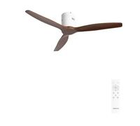 CREATE WINDCALM NATURAL WOOD M/Ventilateur de plafond blanc, pales en bois noyer et télécommande, 40 W, minuteur, Ø132 cm, 6 vitesses, silencieux, fonction été/hiver