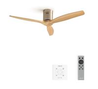 CREATE / WINDCALM NATURAL WOOD M/Ventilateur de plafond nickel pales bois clair avec contrôleur mural et télécommande / 40W, Minuterie, Ø132 cm, silencieux, 6 vitesses, fonction été-hiver