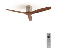CREATE / WINDCALM NATURAL WOOD M/Ventilateur de plafond nickel pales bois foncé avec télécommande / 40W, Minuterie, Ø132 cm, silencieux, 6 vitesses, fonction été-hiver