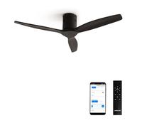 CREATE / WINDCALM NATURAL WOOD M/Ventilateur de plafond noir avec WiFi et télécommande / 40W, Minuterie, Ø132 cm, silencieux, 6 vitesses, fonction été-hiver