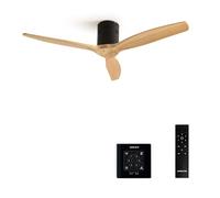 WIND CALM NATURAL WOOD M - Ventilateur de plafond 40W silencieux 100% bois sans eclaraige avec contrôleur mural Bois clair G