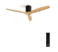 CREATE / WINDCALM NATURAL WOOD M/Ventilateur de plafond noir pales bois clair avec télécommande / 40W, Minuterie, Ø132 cm, silencieux, 6 vitesses, fonction été-hiver