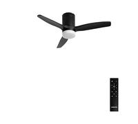 CREATE / WINDCALM NATURAL WOOD S/Ventilateur de plafond LED noir télécommande / 40W, Minuteur, Ø112 cm, 6 vitesses, 3 températures LED, fonction été-hiver