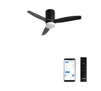CREATE / WINDCALM NATURAL WOOD S/Ventilateur de plafond LED noir Wifi et télécommande / 40W, Minuteur, Ø112 cm, 6 vitesses, 3 températures LED, fonction été-hiver